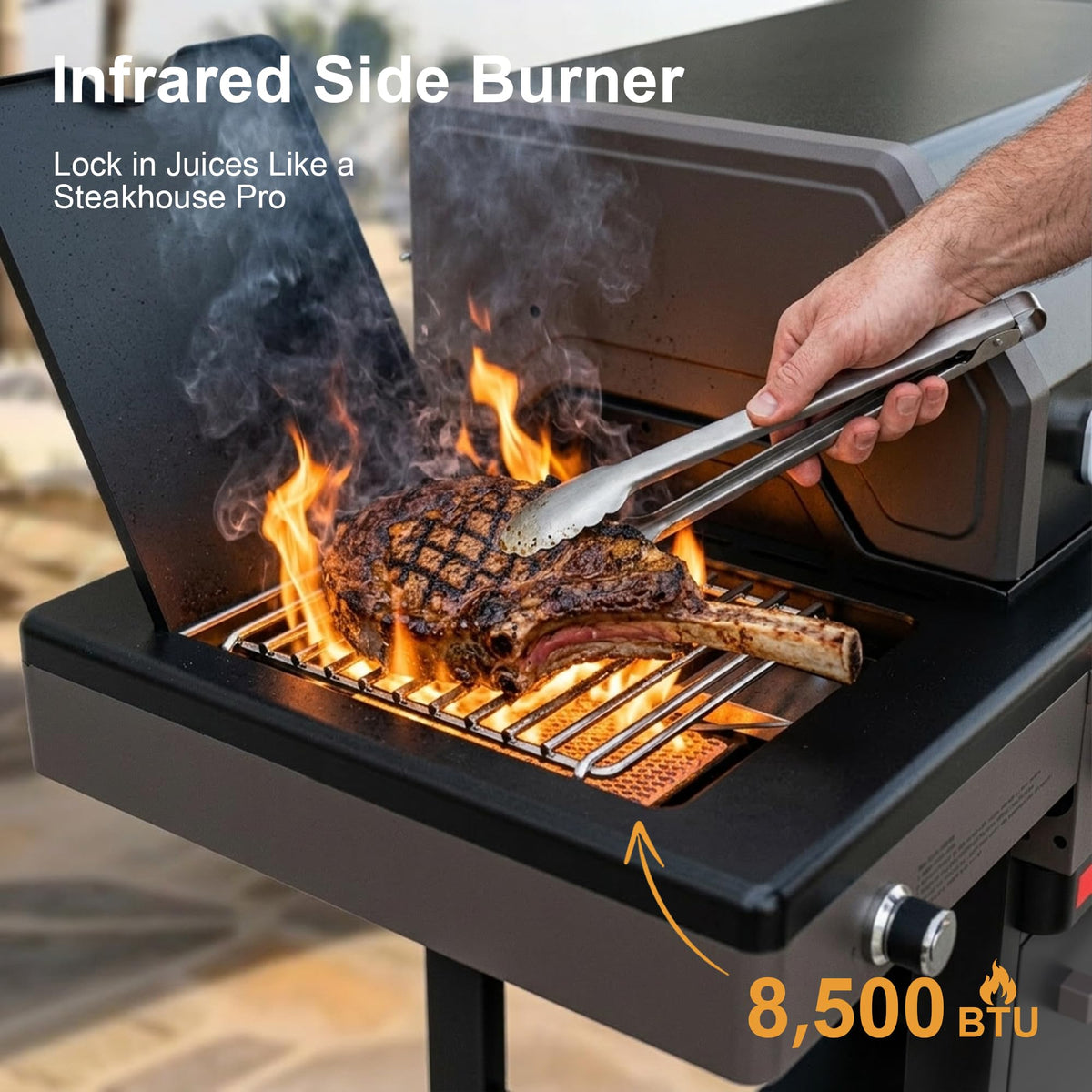 4 Burner Propane Gas Grill with Infrared Side Burner U11546