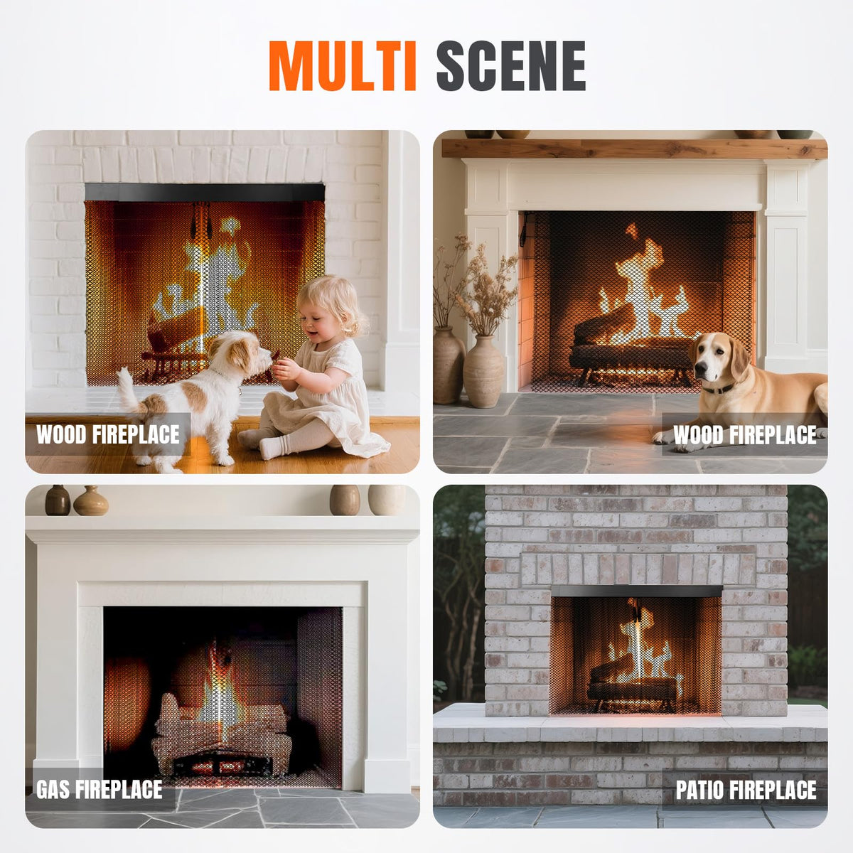 2 Pcs Fireplace Screen Mesh Curtain C942