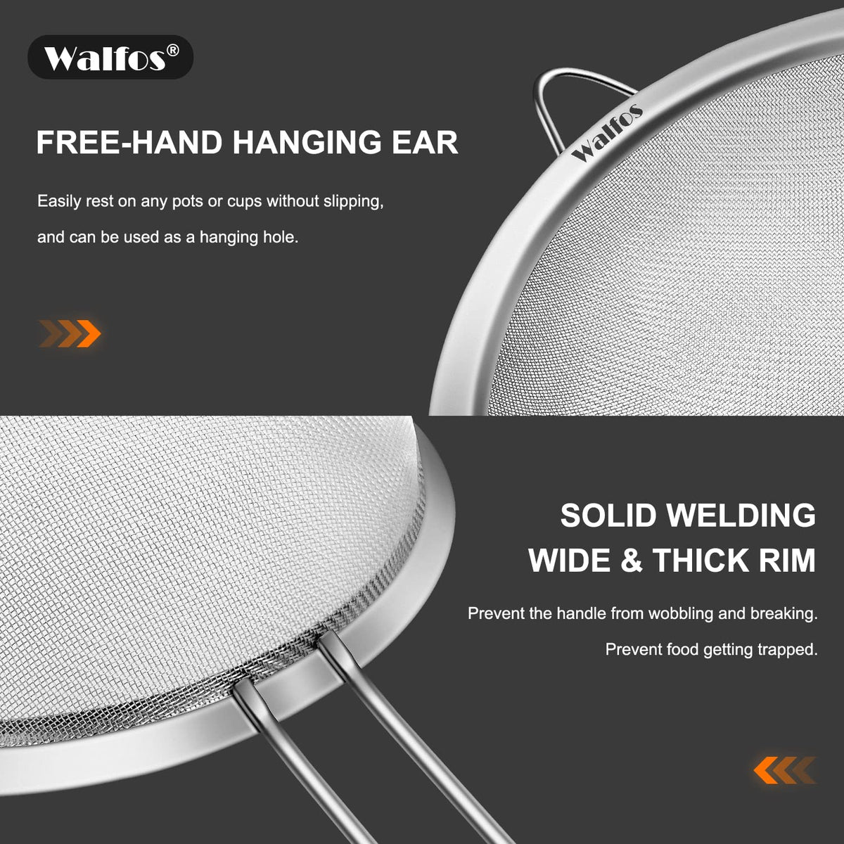 Large Fine Mesh Stainless Steel Strainer Set of 2 L30656
