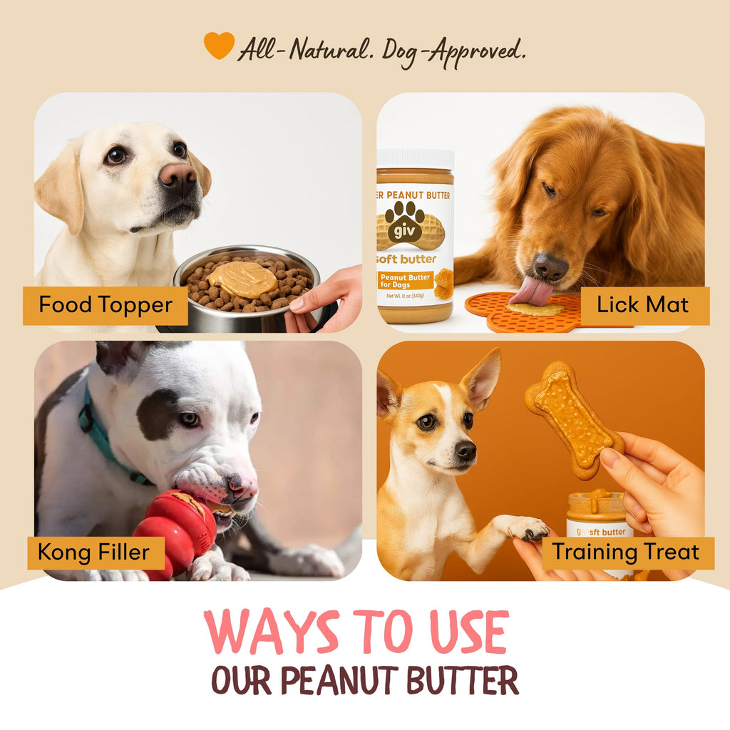 All Natural Peanut Butter for Dogs, 2 Ingredients, 4oz Pouches (6 Count) Q7591