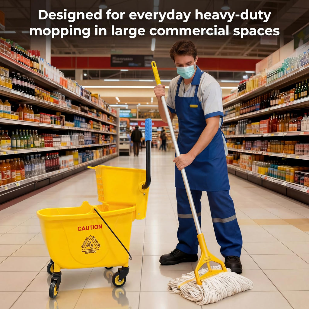 33 Qt Mop Bucket with Side-Press Wringer and Cotton Mop A74612