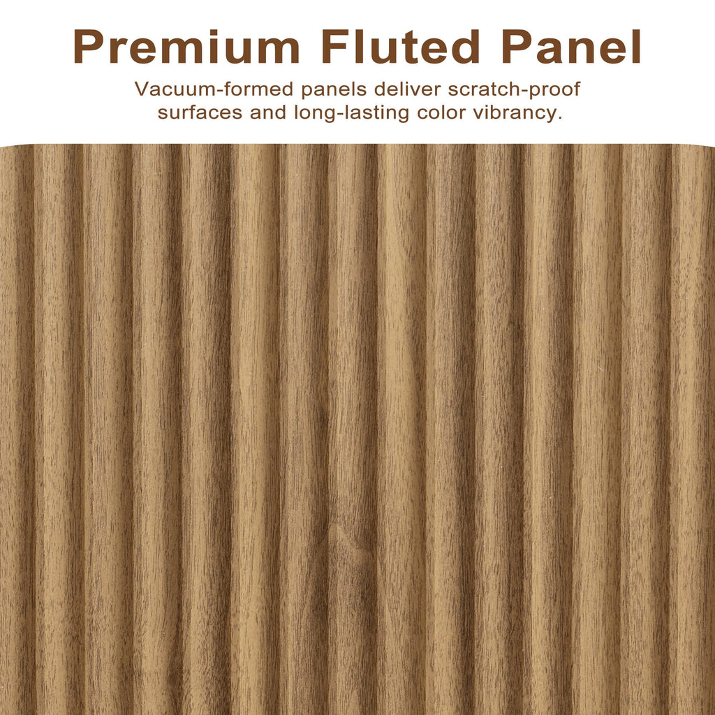 Natural Oak Fluted Wooden Sideboard Cabinet with 4 Doors G8843