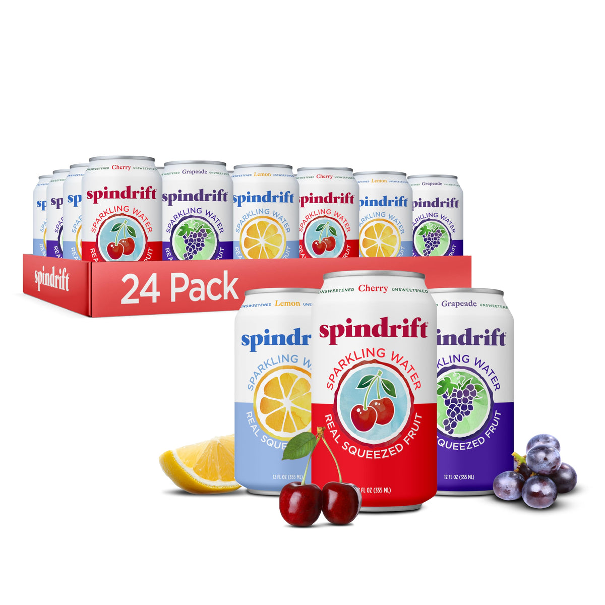 Sparkling Water Variety Pack 12 Fl Oz Cans Pack of 24 N49361
