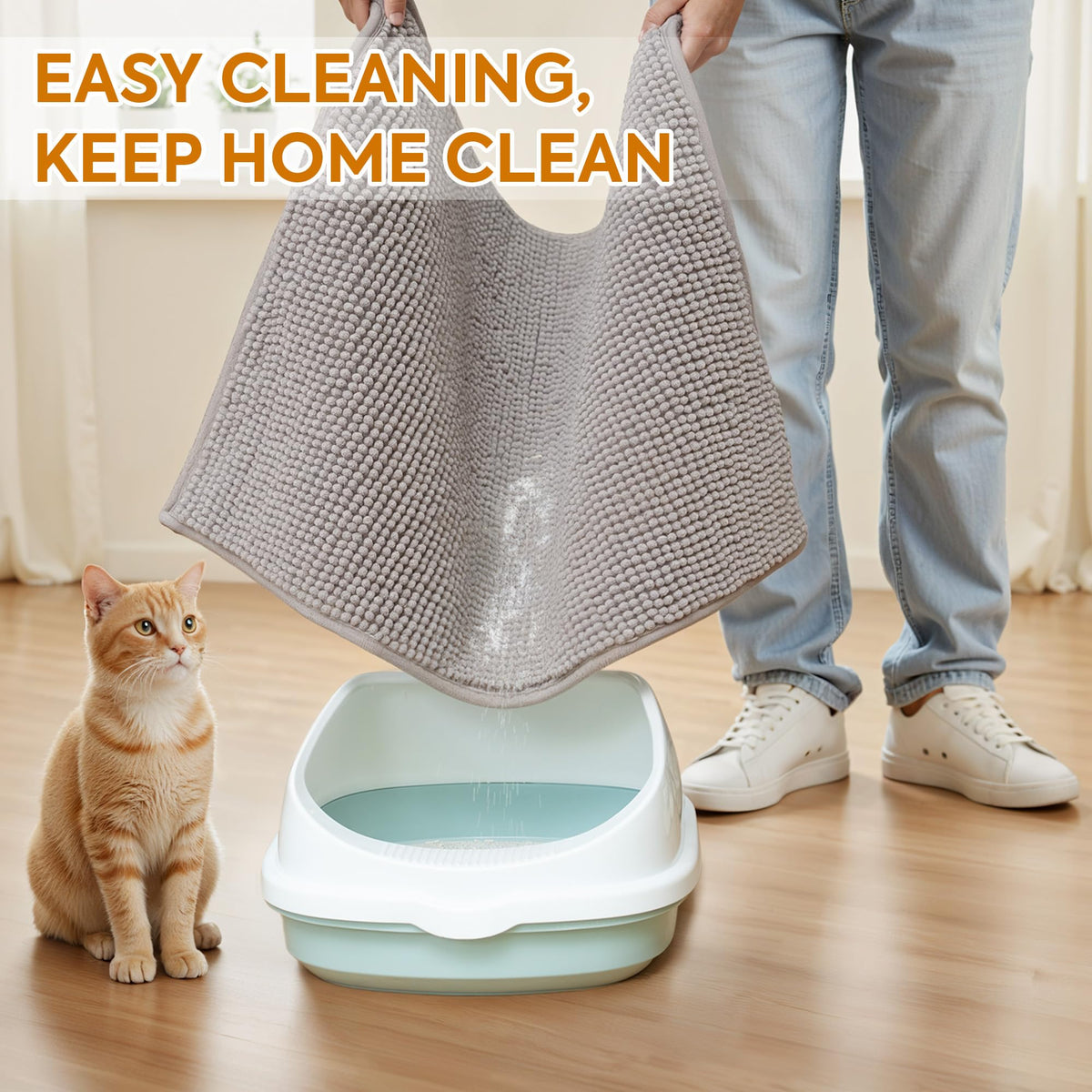 Soft Chenille Cat Litter Box Mat 48'' x 36'' N6515