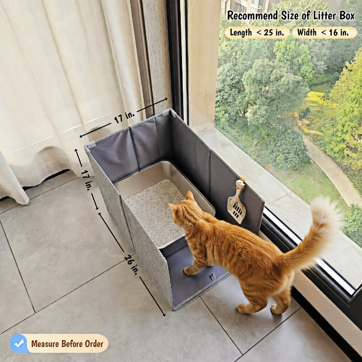 Extra Large Open Top High Sided Cat Litter Box Enclosure Q271604