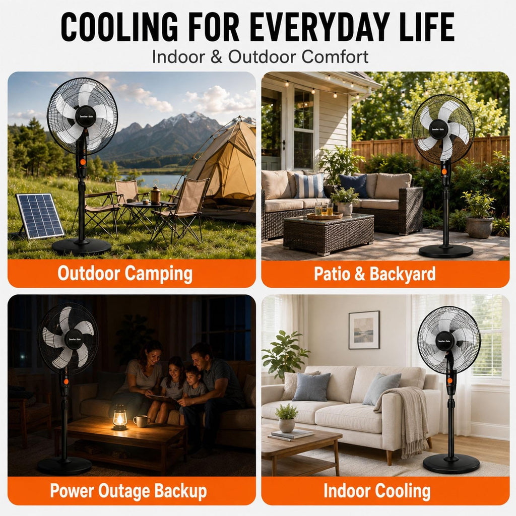Rechargeable Pedestal Fan with Solar Panel Y983810