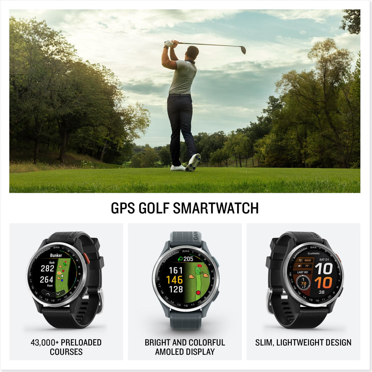 Golf GPS Smartwatch 43mm Black P9809