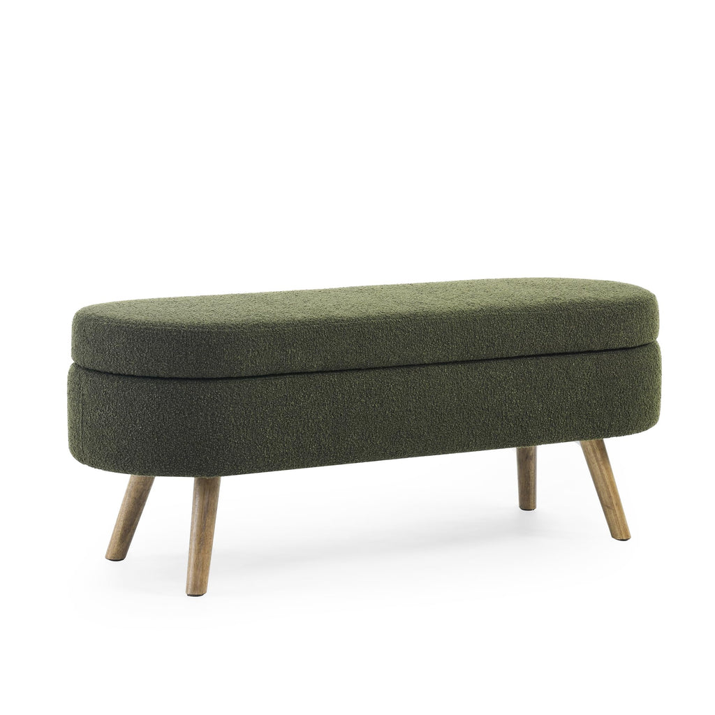 Oval Storage Bench with Rubber Wood Legs I4832