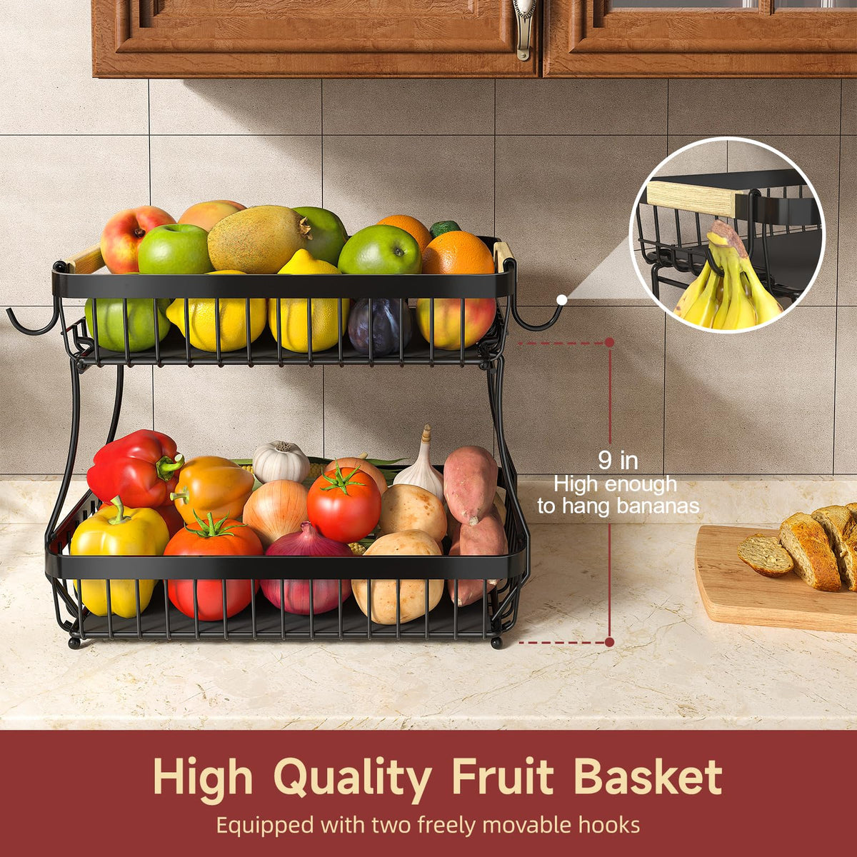 3-Tier Detachable Metal Fruit Basket V9766
