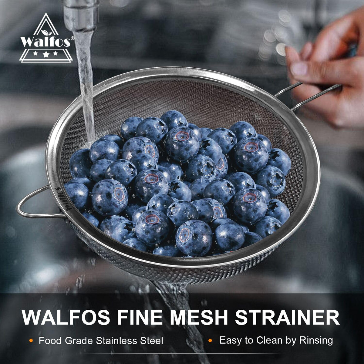 Large Fine Mesh Stainless Steel Strainer Set of 2 L30656