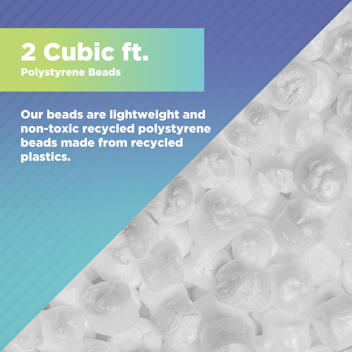 100% Recycled Polystyrene Bean Bag Filler Beads 2 Cubic ft. N116