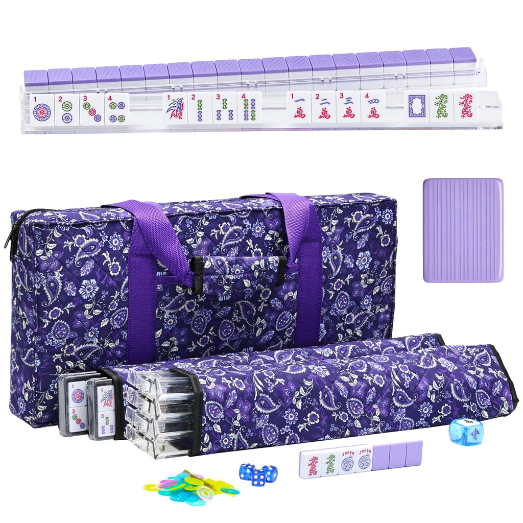Purple 166 Tile Mahjong Set with Racks and Bag R11364