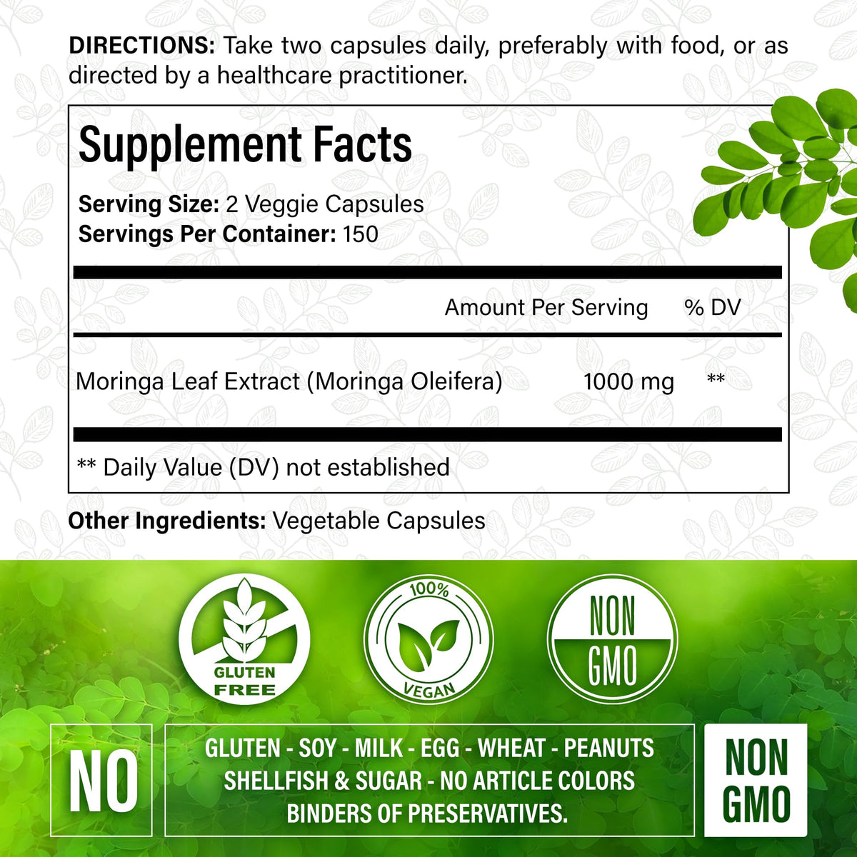 Moringa Capsules 300 Count N27186