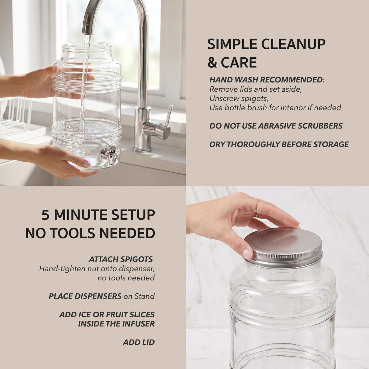 Glass Beverage Dispenser with Metal Stand M2595