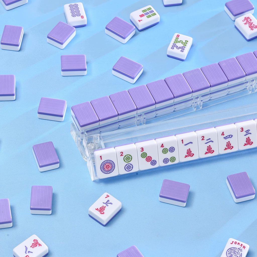 Purple 166 Tile Mahjong Set with Racks and Bag R11364
