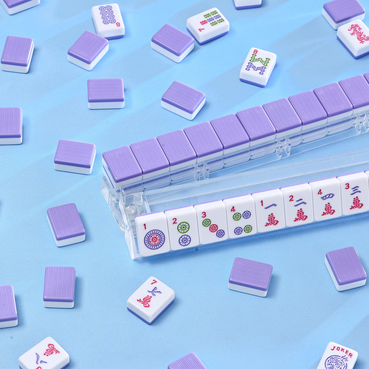 Purple 166 Tile Mahjong Set with Racks and Bag R11364