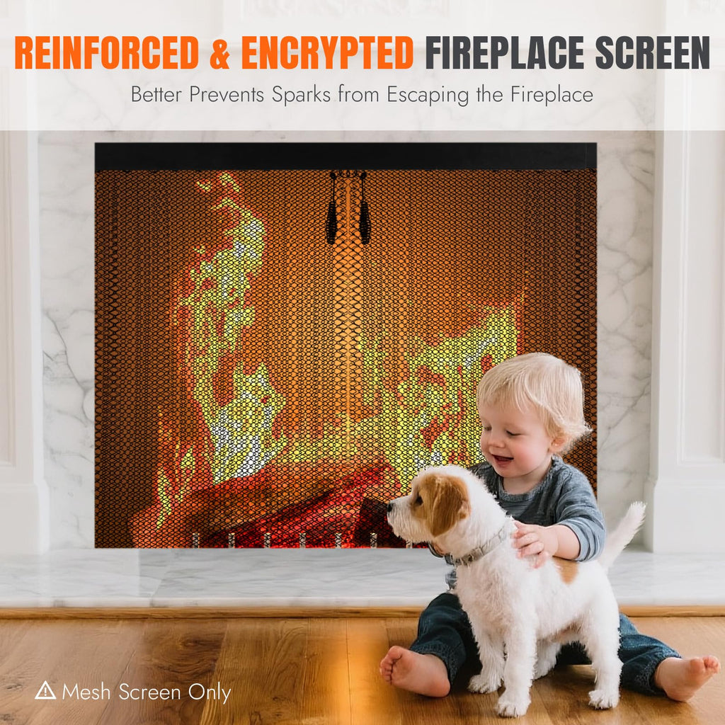 2 Pcs Fireplace Screen Mesh Curtain C942