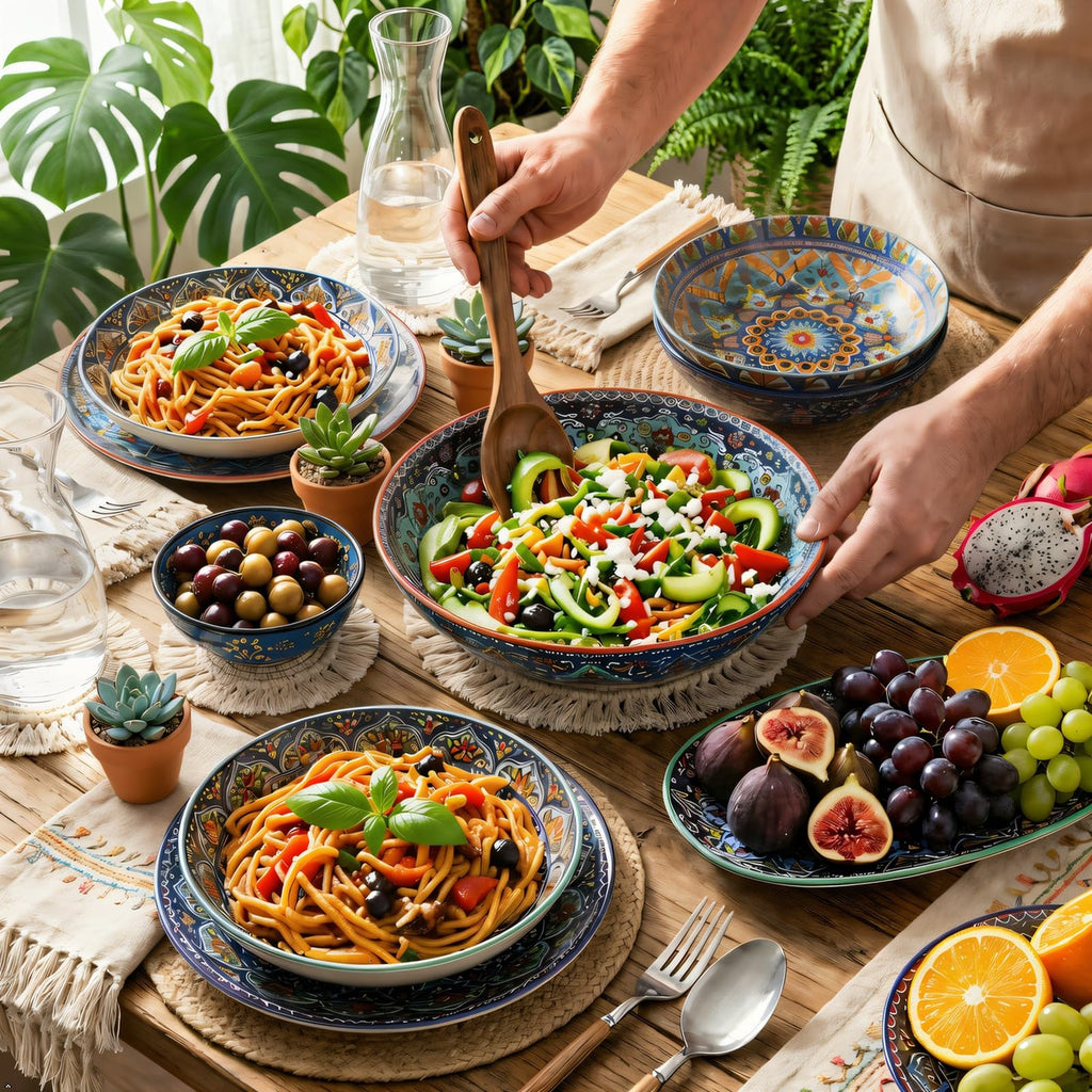 Pasta Bowls Set of 4, 42 oz Ceramic Serving Bowls W165397