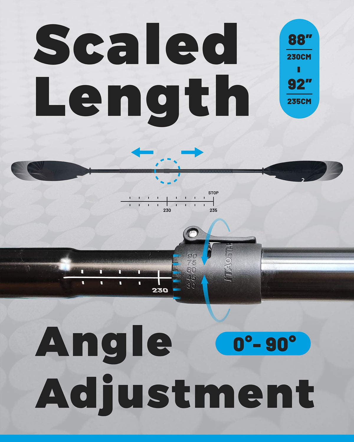 Adjustable Aluminum Kayak Paddle with Drip Rings U5797
