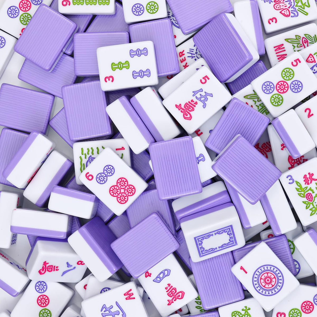 Purple 166 Tile Mahjong Set with Racks and Bag R11364