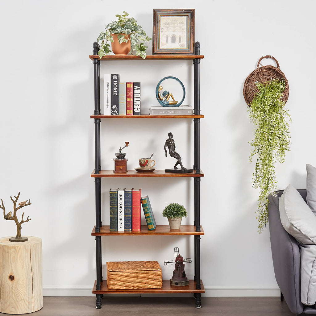 5 Tier Rustic Brown Bookshelf D651