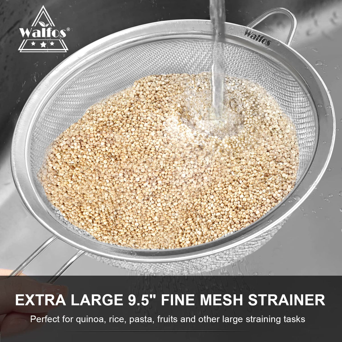 Large Fine Mesh Stainless Steel Strainer Set of 2 L30656