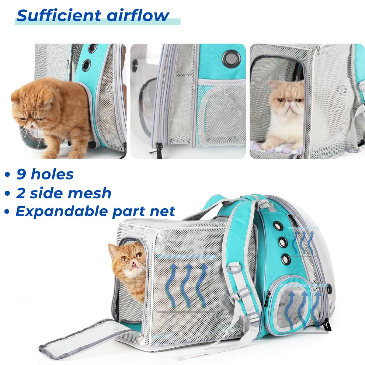 Expandable Cat Backpack with Mini Fan R13225