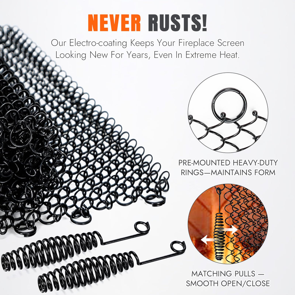 2 Pcs Fireplace Screen Mesh Curtain C942