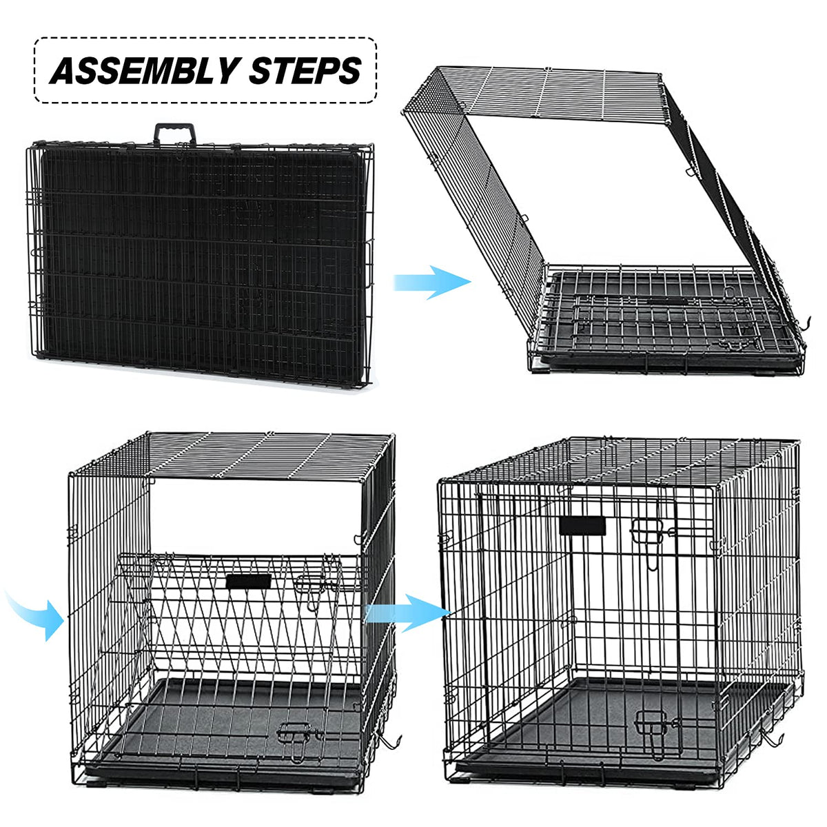48 Inch Double Door Metal Dog Crate with Divider Panel L37047