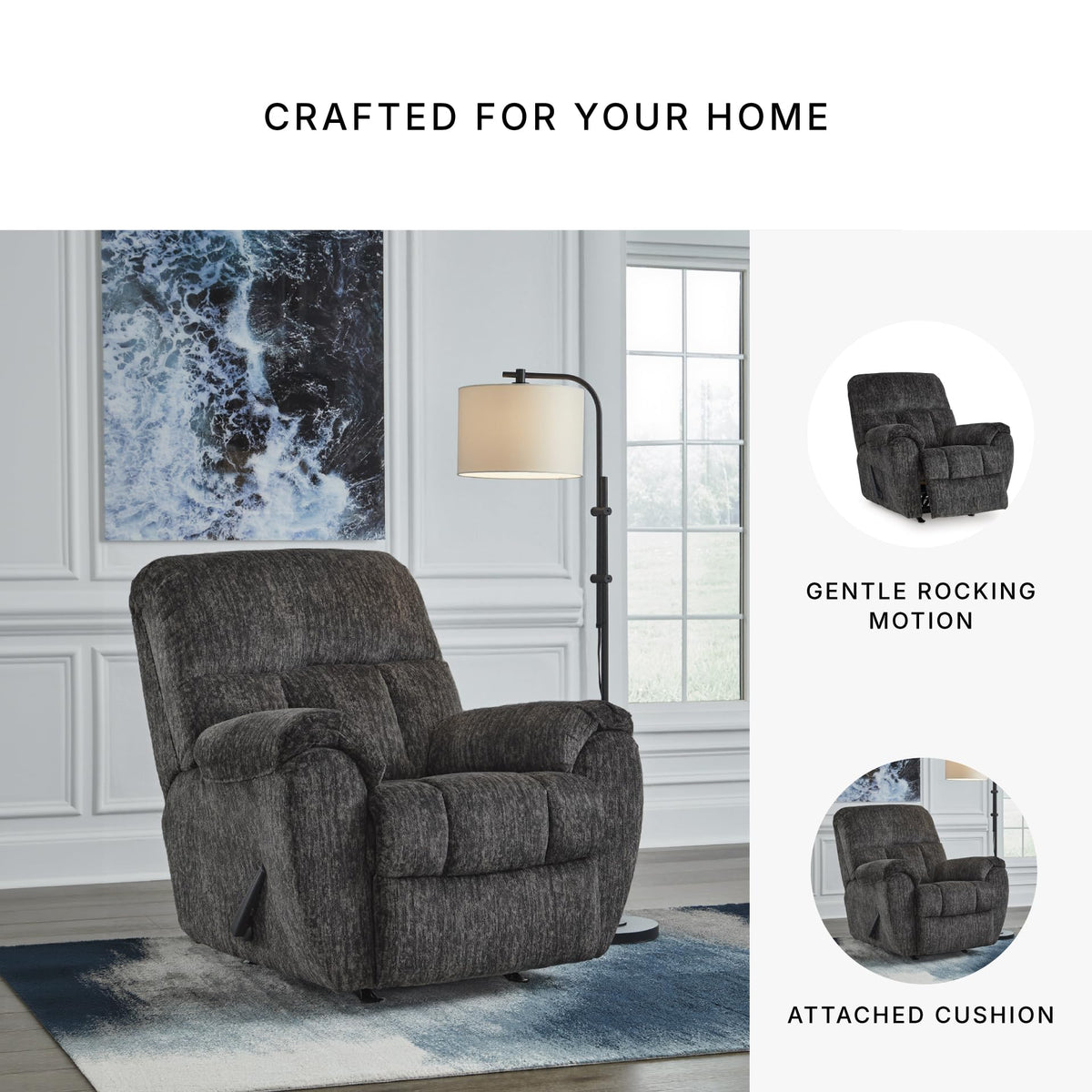 Gray Chenille Rocker Recliner Chair B42680