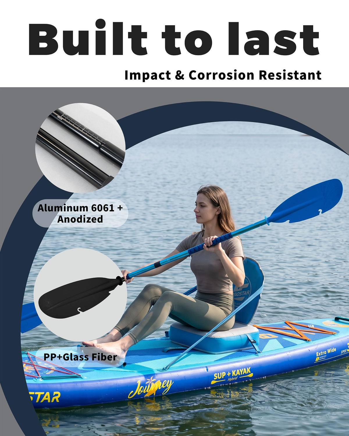 Adjustable Aluminum Kayak Paddle with Drip Rings U5797
