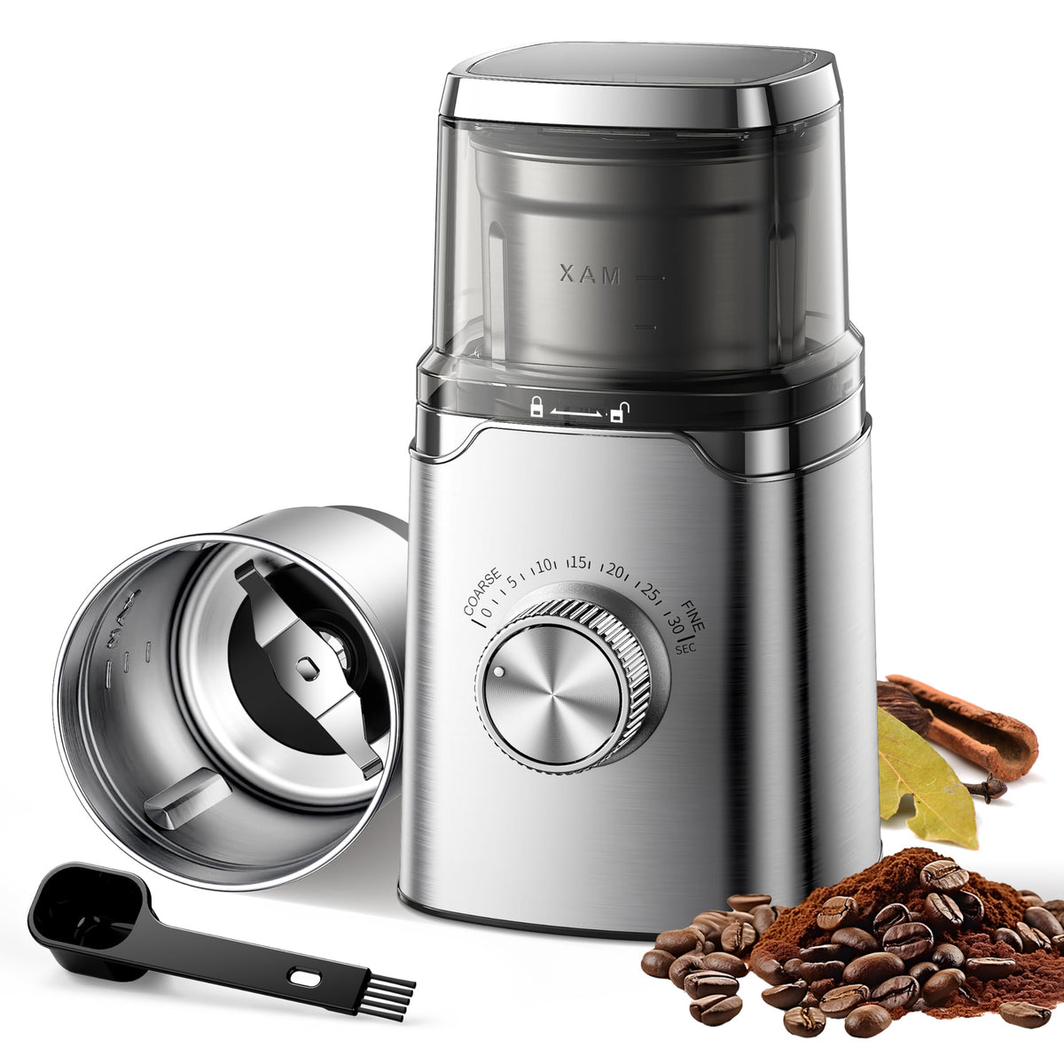 Electric Blade Coffee Grinder with Removable Stainless Steel Bowl J478