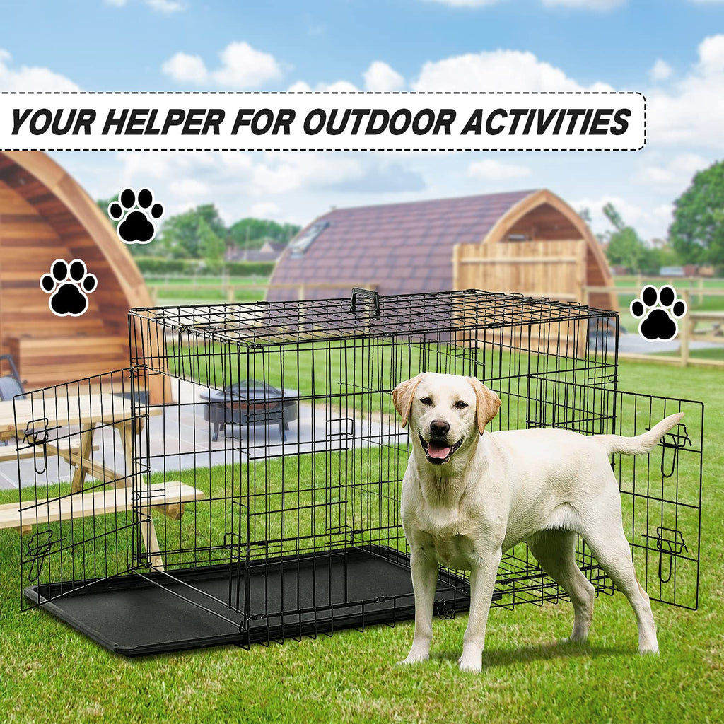 48 Inch Double Door Metal Dog Crate with Divider Panel L37047