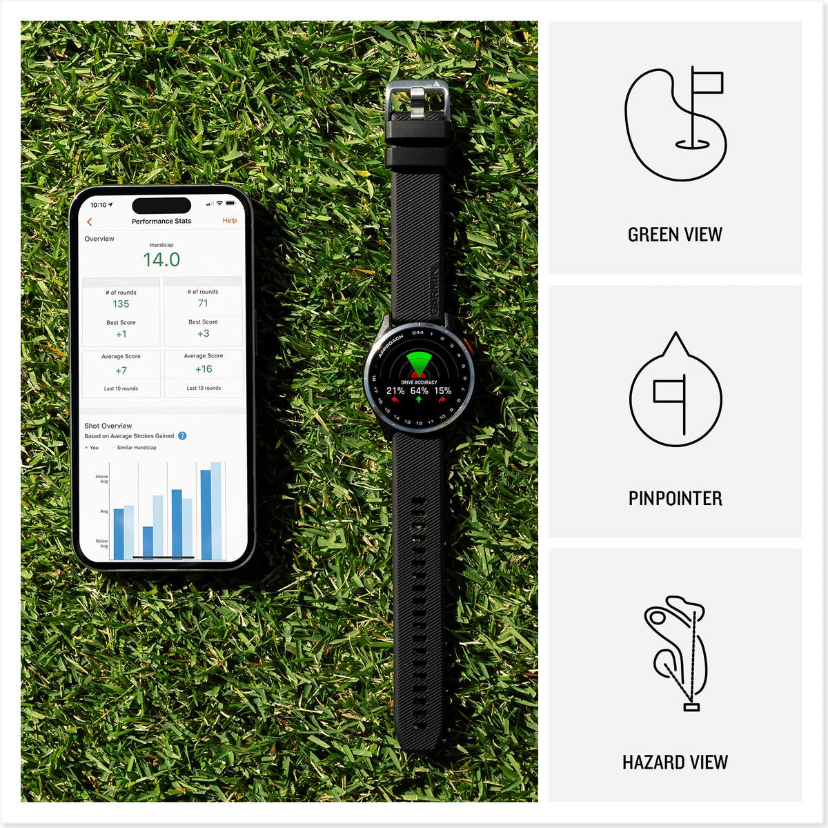 Golf GPS Smartwatch 43mm Black P9809