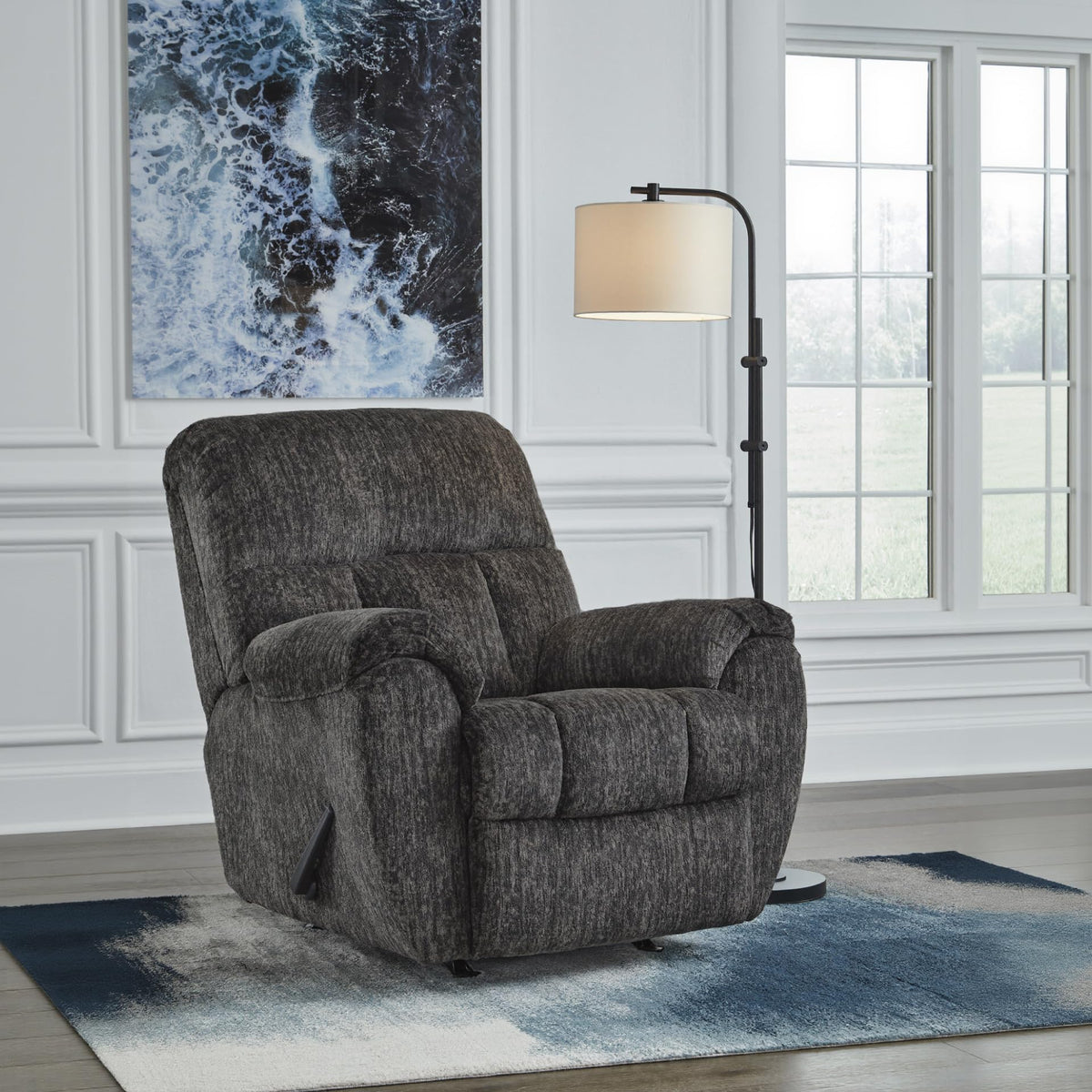 Gray Chenille Rocker Recliner Chair B42680