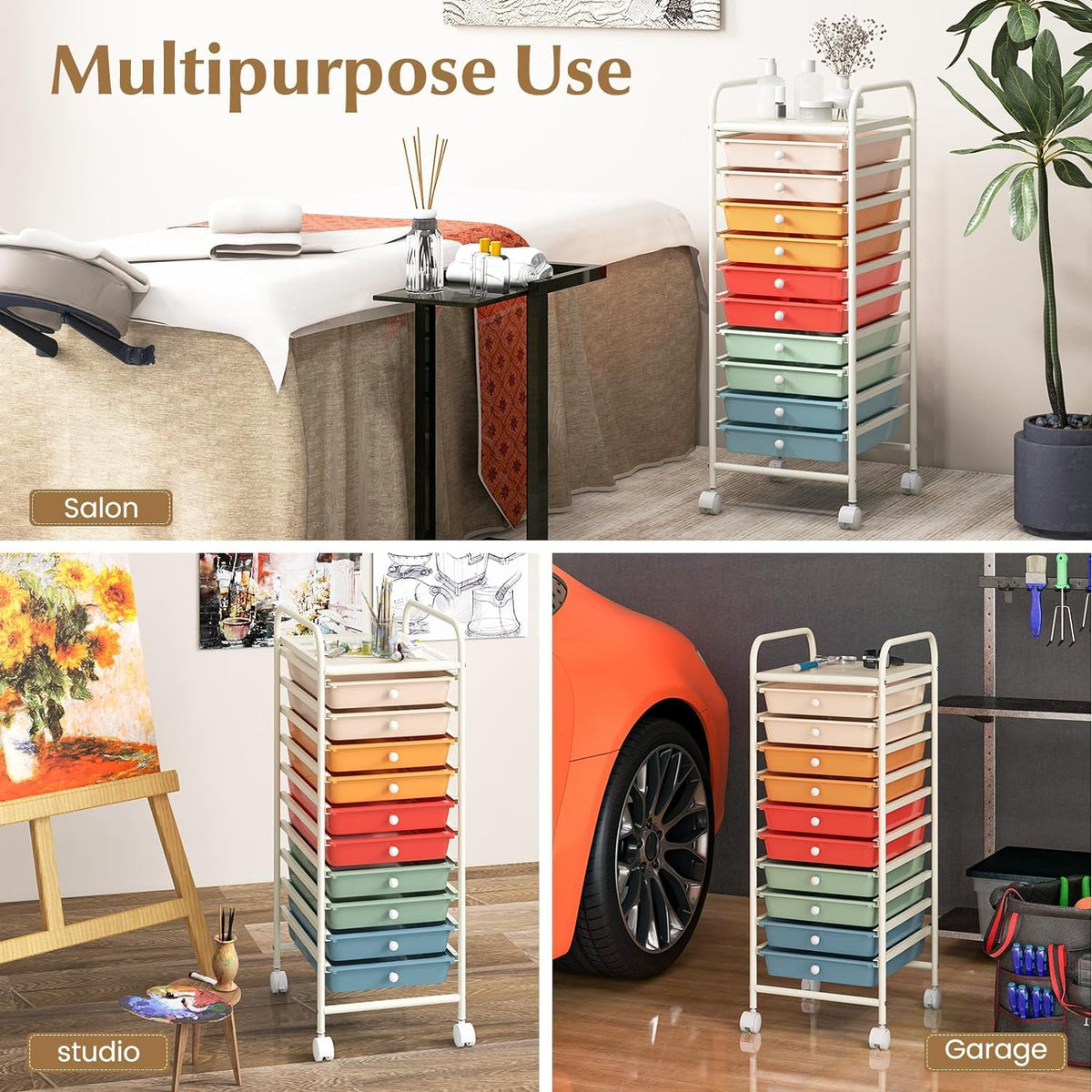 10 Drawer Rolling Storage Cart Y302687