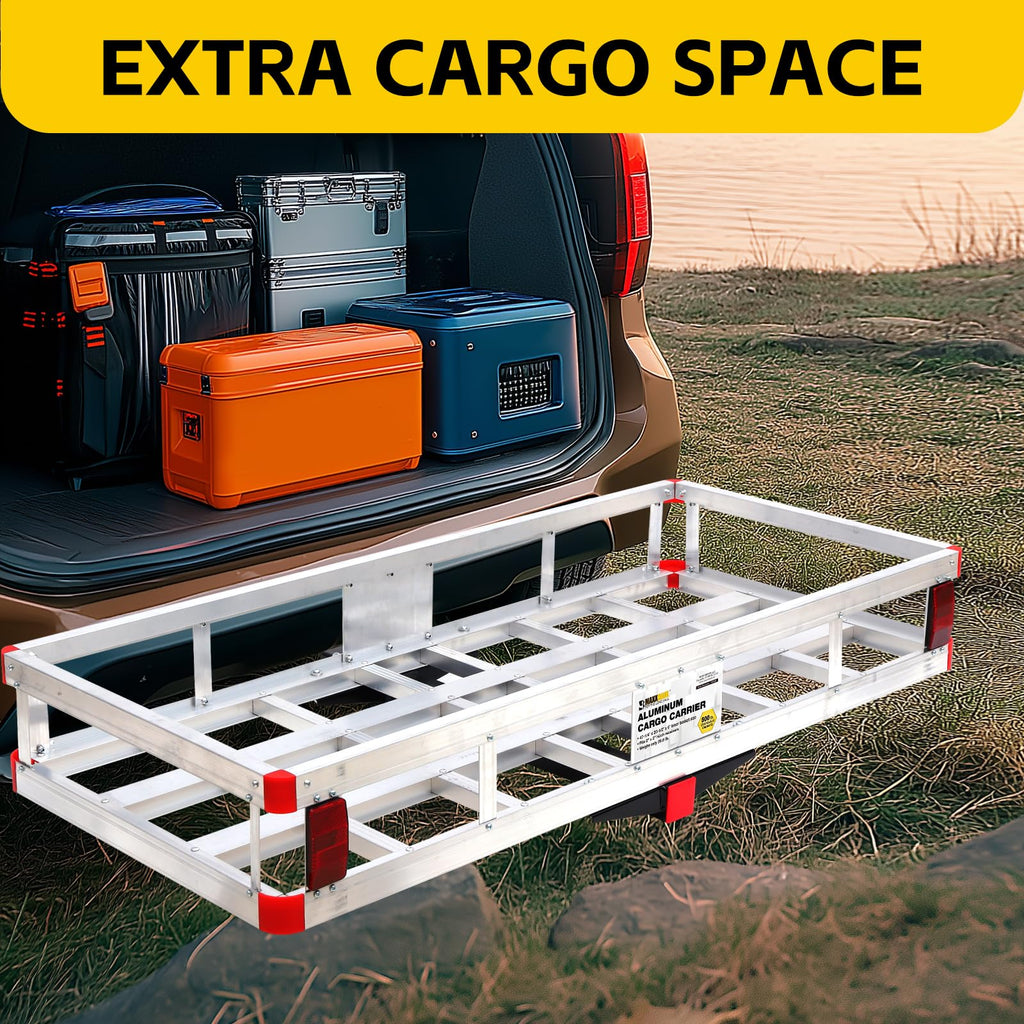 Aluminum Cargo Carrier with High Side Rails, 500-lb Load Capacity, Grey, 49" x 22.5" R203427