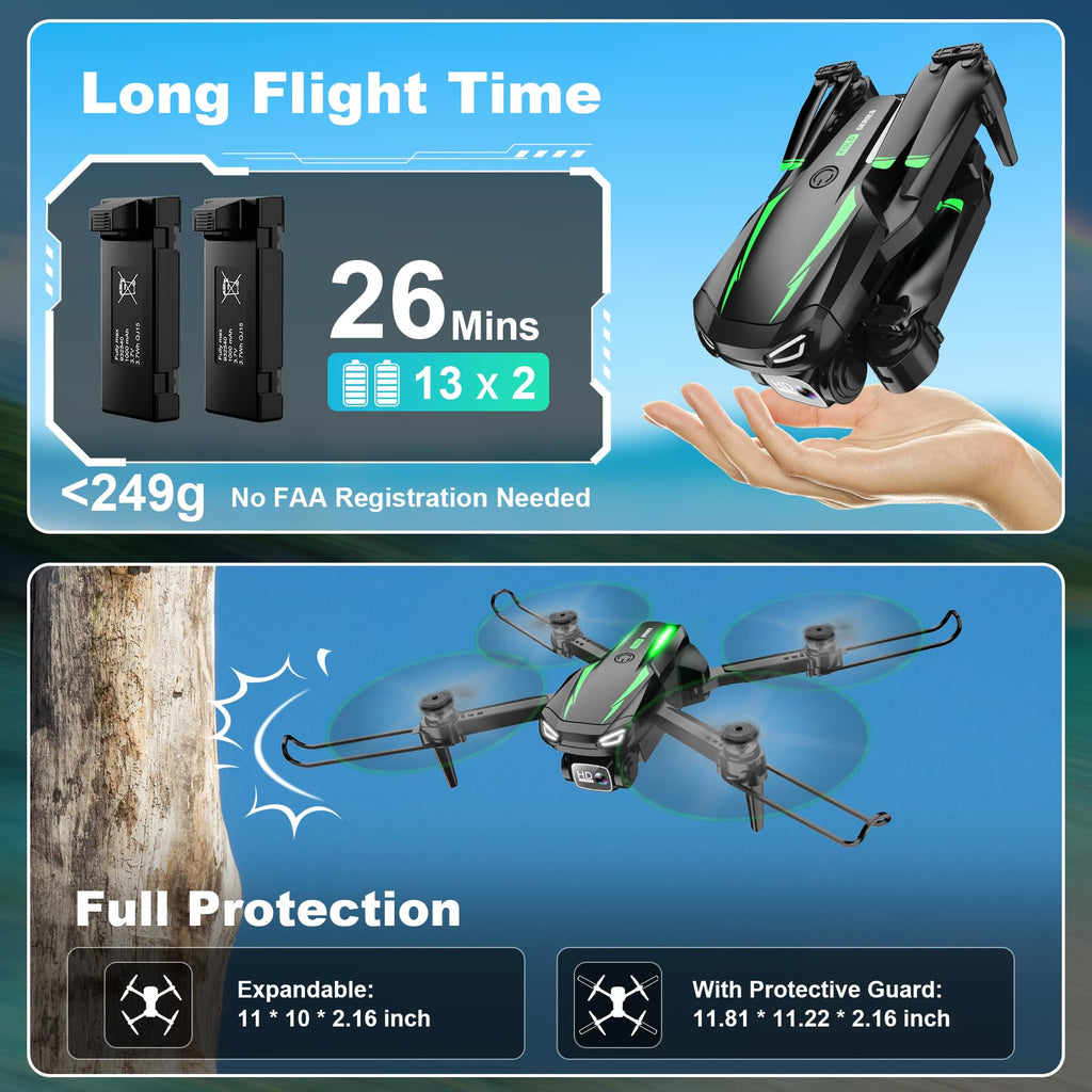 Foldable Mini Drone with 1080P Camera, 2 Batteries G168