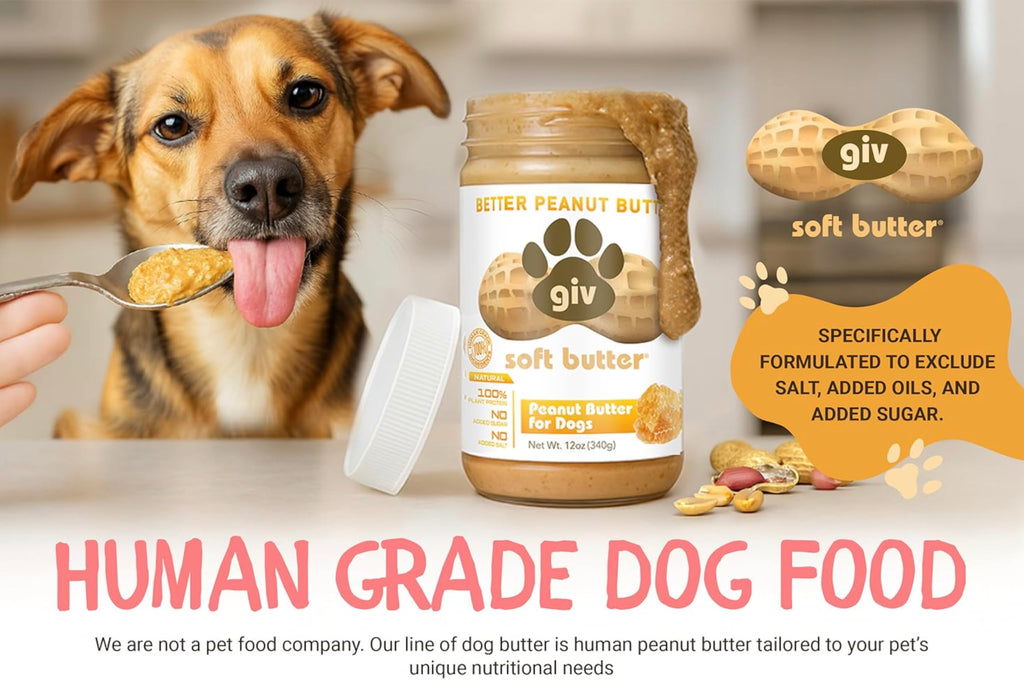 All Natural Peanut Butter for Dogs, 2 Ingredients, 4oz Pouches (6 Count) Q7591