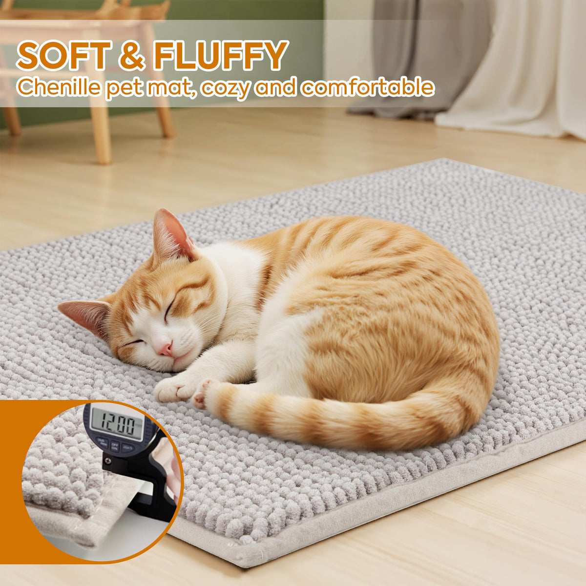 Soft Chenille Cat Litter Box Mat 48'' x 36'' N6515