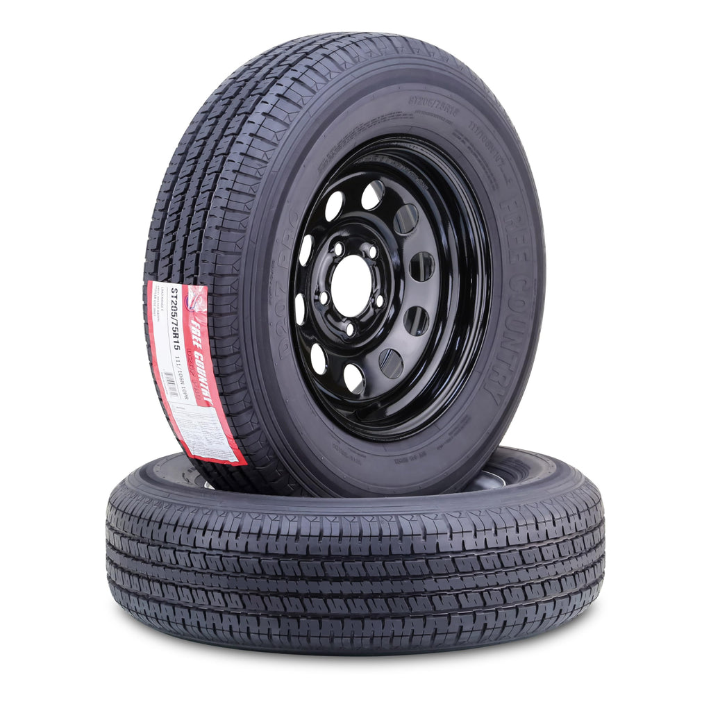 Trailer Tire Wheel ST205/75R15 10PR E 5X4.5 Black Pk2 F503