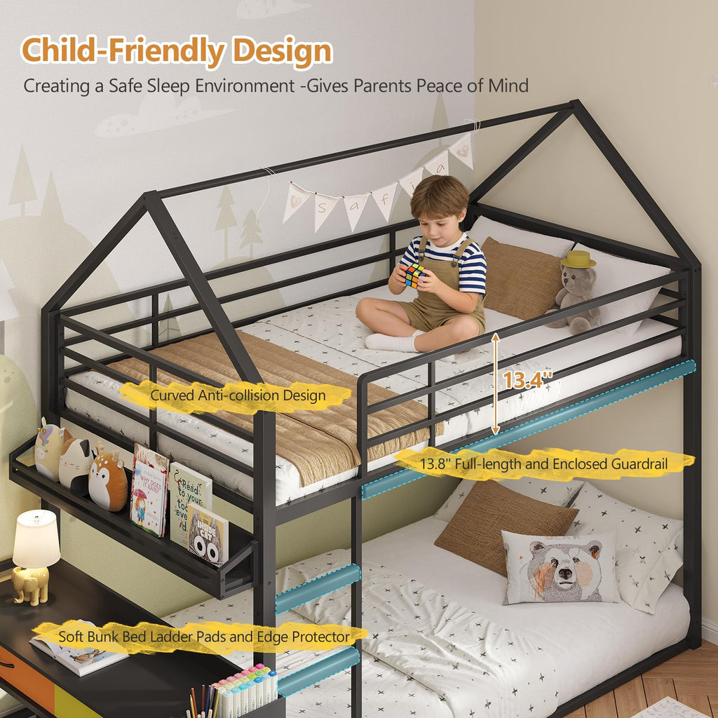 Twin Over Twin Bunk Bed with Desk and Drawers H97976