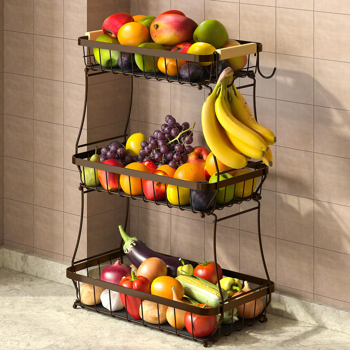 3-Tier Detachable Metal Fruit Basket V9766