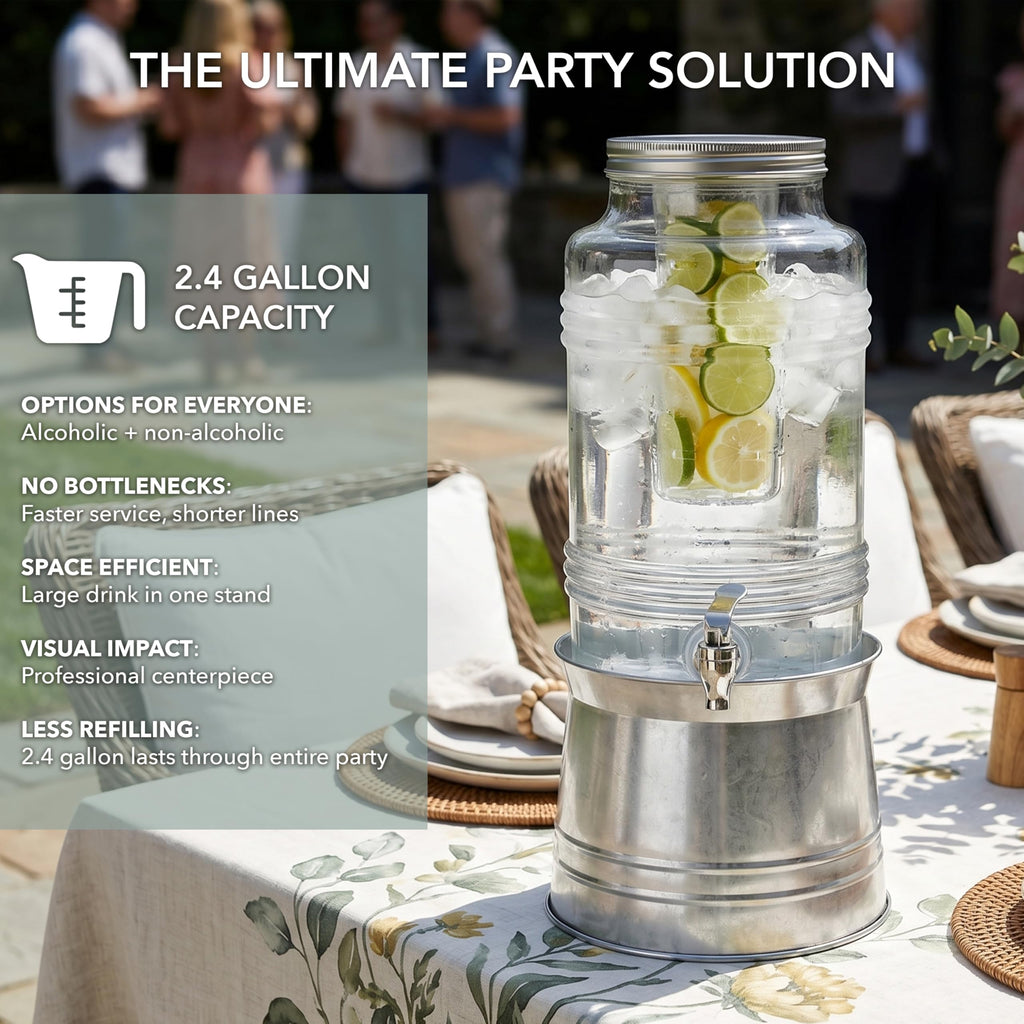 Glass Beverage Dispenser with Metal Stand M2595