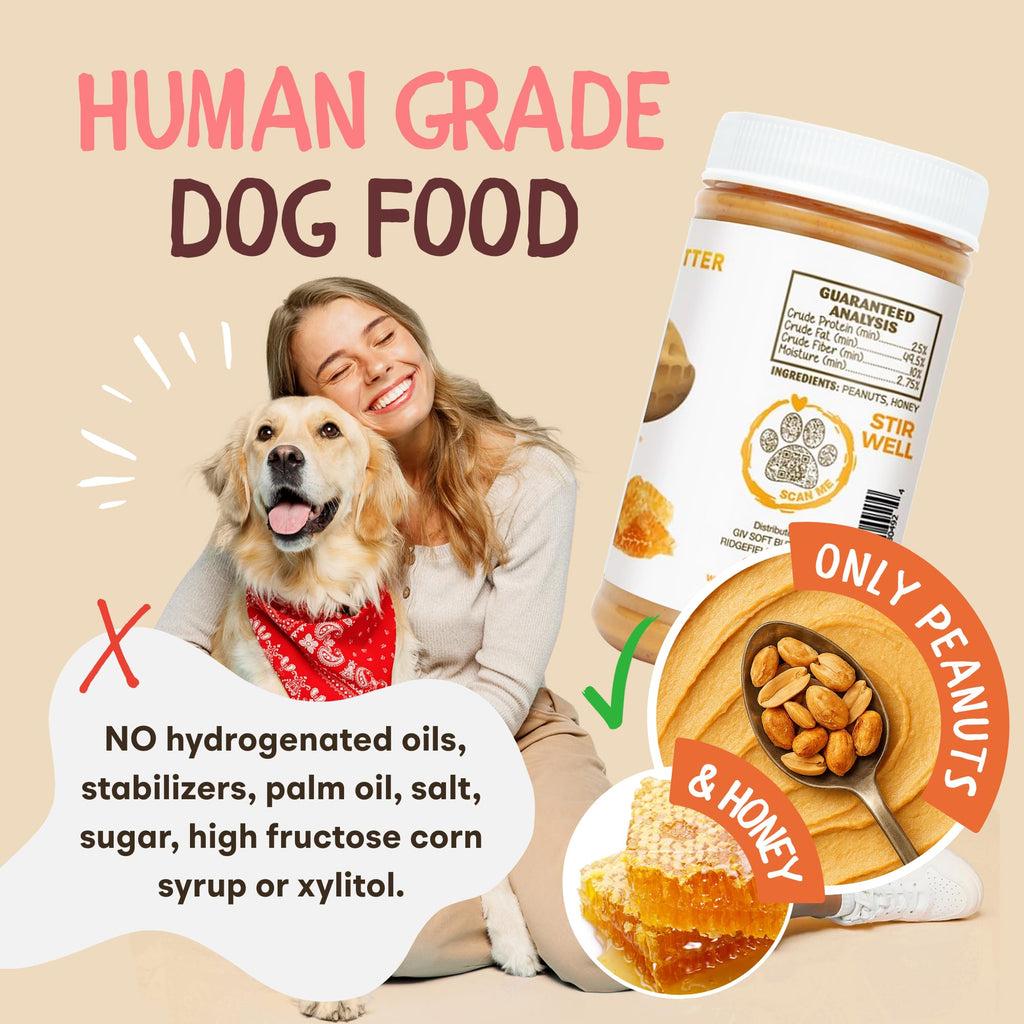 All Natural Peanut Butter for Dogs, 2 Ingredients, 4oz Pouches (6 Count) Q7591