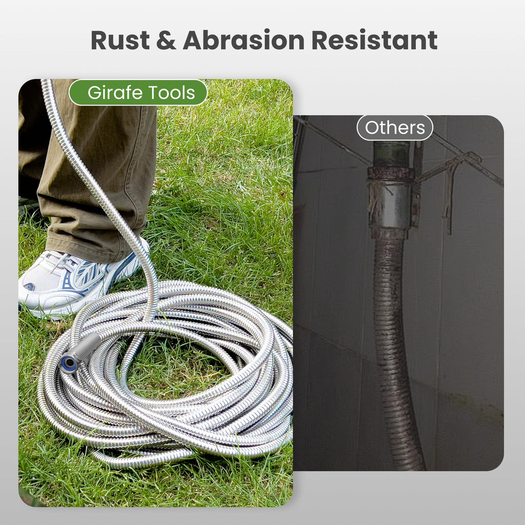 100ft Stainless Steel Garden Hose with Spray Nozzle F88946