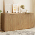 Natural Oak Fluted Wooden Sideboard Cabinet with 4 Doors G8843
