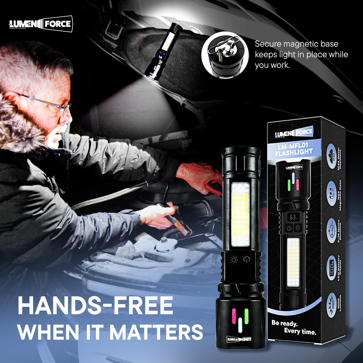 Magnetic Rechargeable Flashlight 1000 Lumen USB-C V740397
