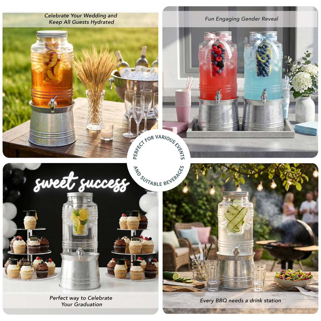 Glass Beverage Dispenser with Metal Stand M2595
