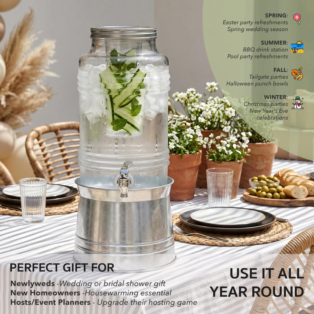 Glass Beverage Dispenser with Metal Stand M2595